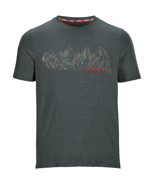 Killtec T-Shirt »MN TSHRT C« Schnelltrocknendes Herren T-Shirt mit Berg-Print und Melange-Optik