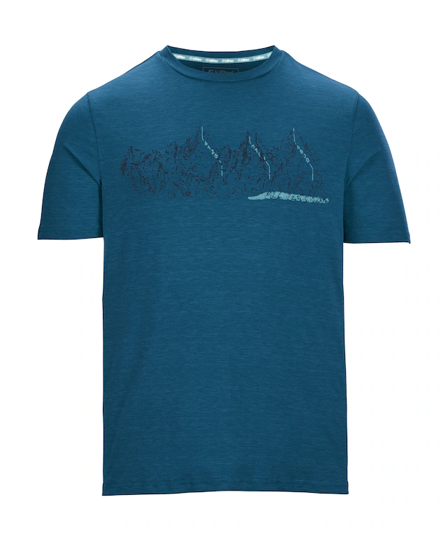 Killtec T-Shirt »MN TSHRT C« Schnelltrocknendes Herren T-Shirt mit Berg-Print und Melange-Optik