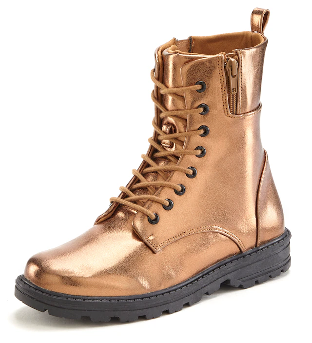 LASCANA Stiefelette »Herbststiefelette, Boots, Stiefel,« im angesagten Metallic-Look VEGAN