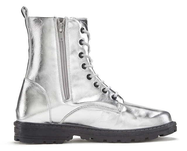 LASCANA Stiefelette »Herbststiefelette, Boots, Stiefel,« im angesagten Metallic-Look VEGAN