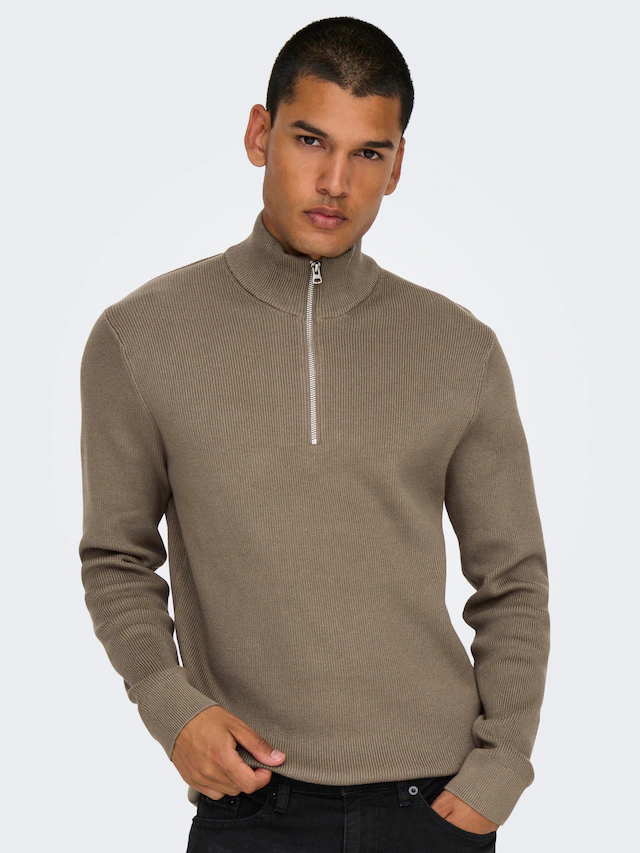 ONLY & SONS Troyer »ONSPHIL REG 12 STRUC HALF ZIP KNIT NOOS« Baumwollmischung, regular fit
