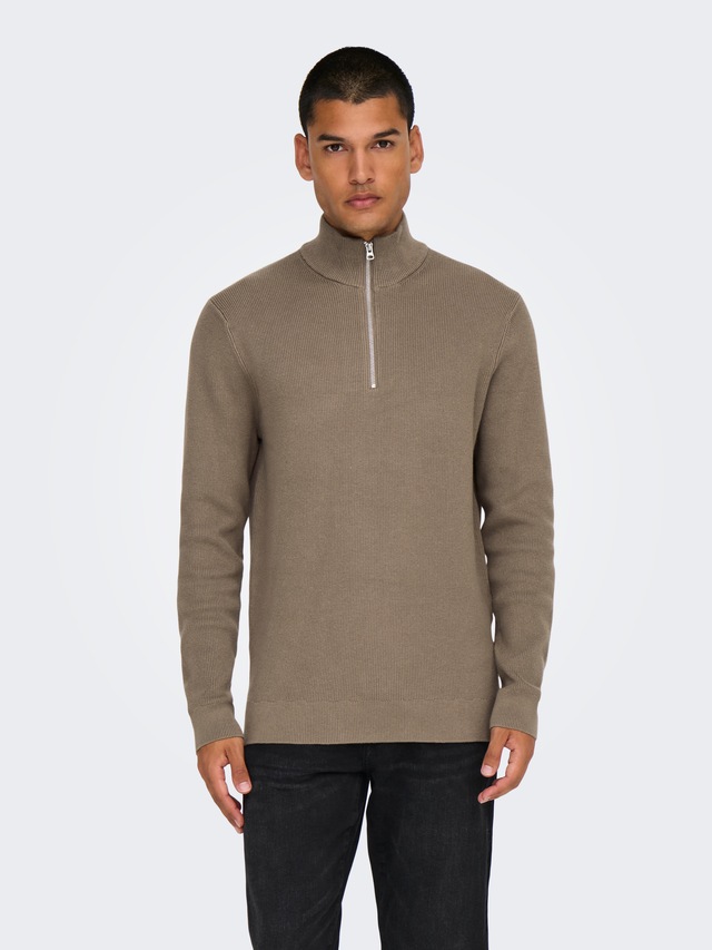 ONLY & SONS Troyer »ONSPHIL REG 12 STRUC HALF ZIP KNIT NOOS« Baumwollmischung, regular fit