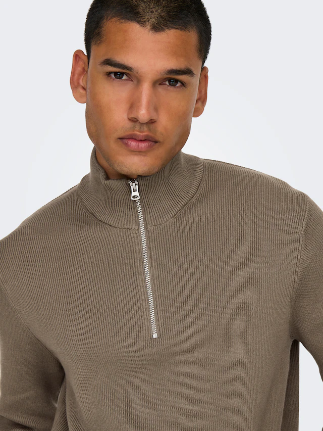 ONLY & SONS Troyer »ONSPHIL REG 12 STRUC HALF ZIP KNIT NOOS« Baumwollmischung, regular fit