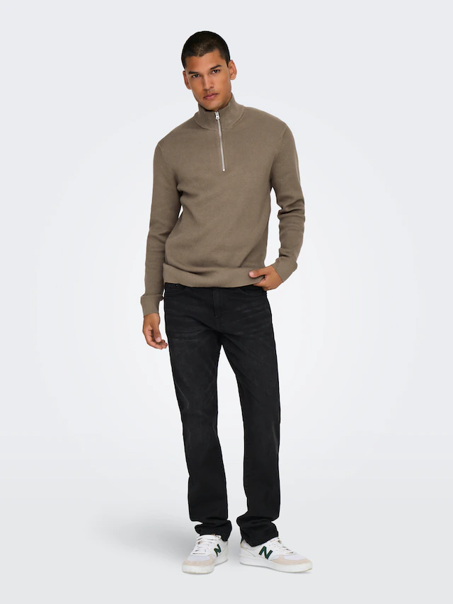 ONLY & SONS Troyer »ONSPHIL REG 12 STRUC HALF ZIP KNIT NOOS« Baumwollmischung, regular fit