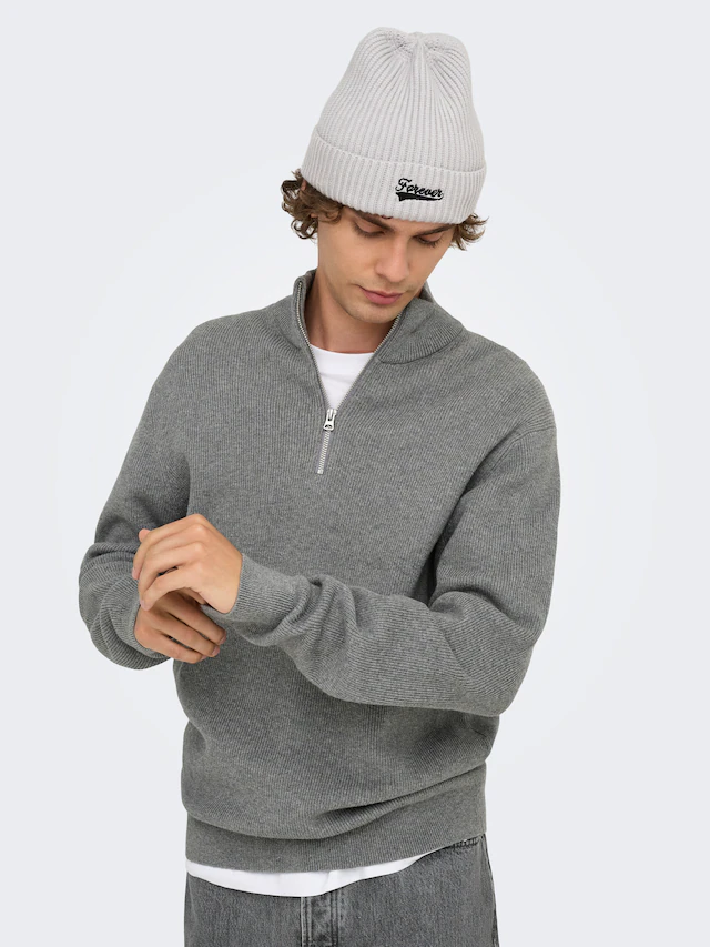 ONLY & SONS Troyer »ONSPHIL REG 12 STRUC HALF ZIP KNIT NOOS« Baumwollmischung, regular fit