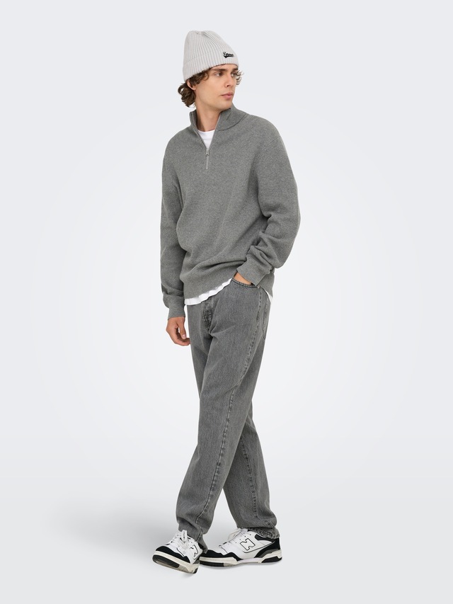 ONLY & SONS Troyer »ONSPHIL REG 12 STRUC HALF ZIP KNIT NOOS« Baumwollmischung, regular fit
