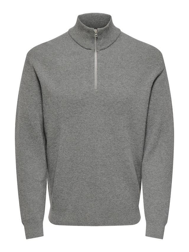 ONLY & SONS Troyer »ONSPHIL REG 12 STRUC HALF ZIP KNIT NOOS« Baumwollmischung, regular fit