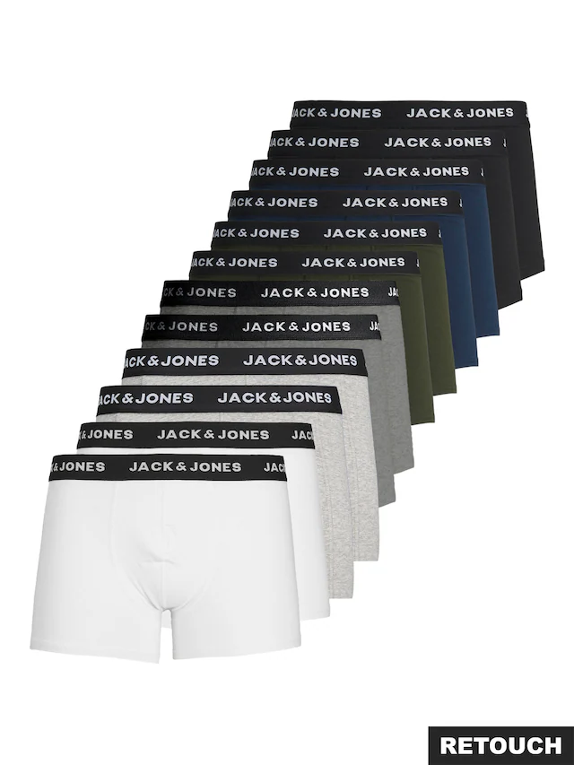 Jack & Jones Trunk »JACSOLID Stretchkomfort, elastisch, bequem mit sportlichem Look« Packung, 12 Stk. bedruckt, modisch, eng anliegend, Baumwollmischung, Bündchen
