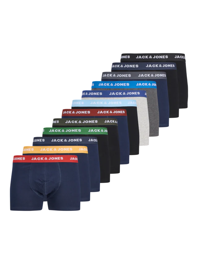 Jack & Jones Trunk »JACSOLID Stretchkomfort, elastisch, bequem mit sportlichem Look« Packung, 12 Stk. bedruckt, modisch, eng anliegend, Baumwollmischung, Bündchen