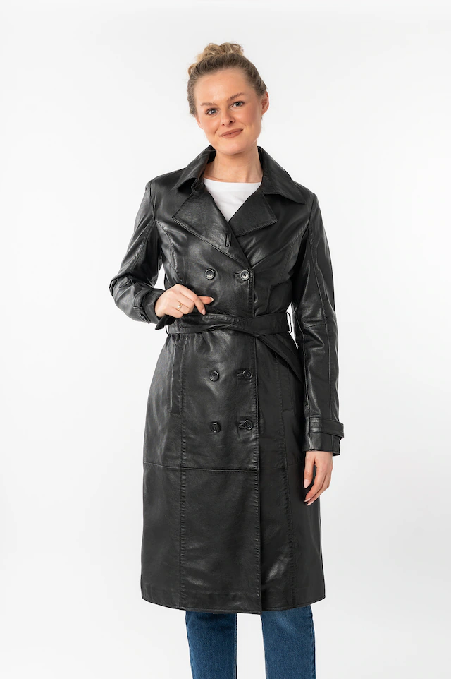 Mauritius Ledermantel »GWTaruh OT« 2 femininer Leder-Trenchcoat mit Bindegürtel