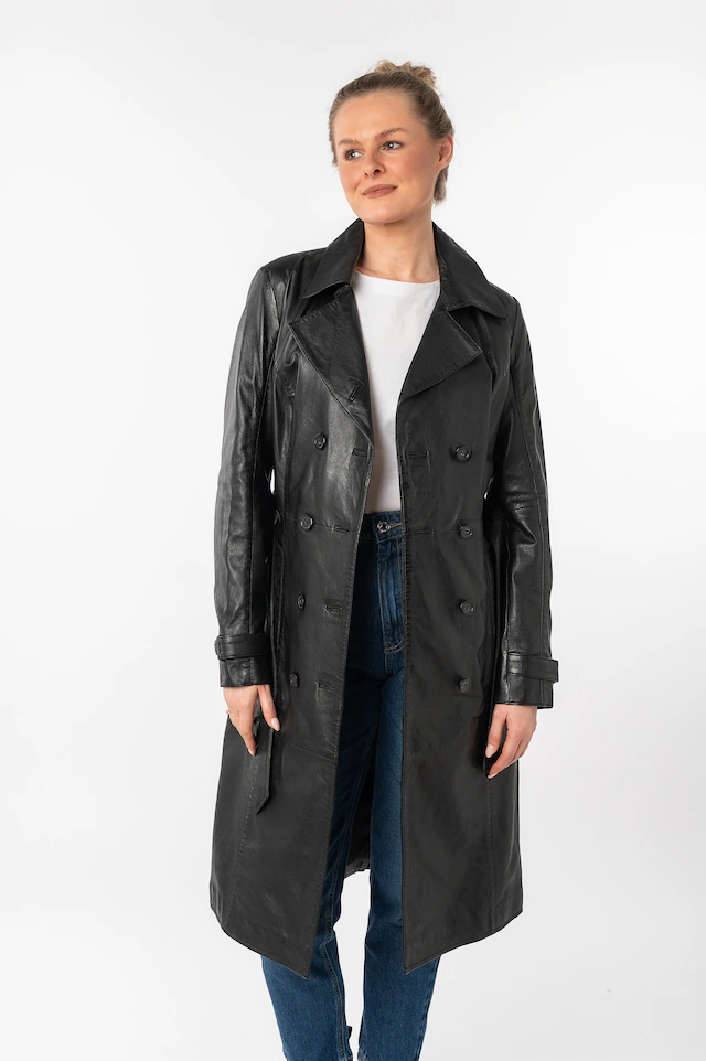 Mauritius Ledermantel »GWTaruh OT« 2 femininer Leder-Trenchcoat mit Bindegürtel