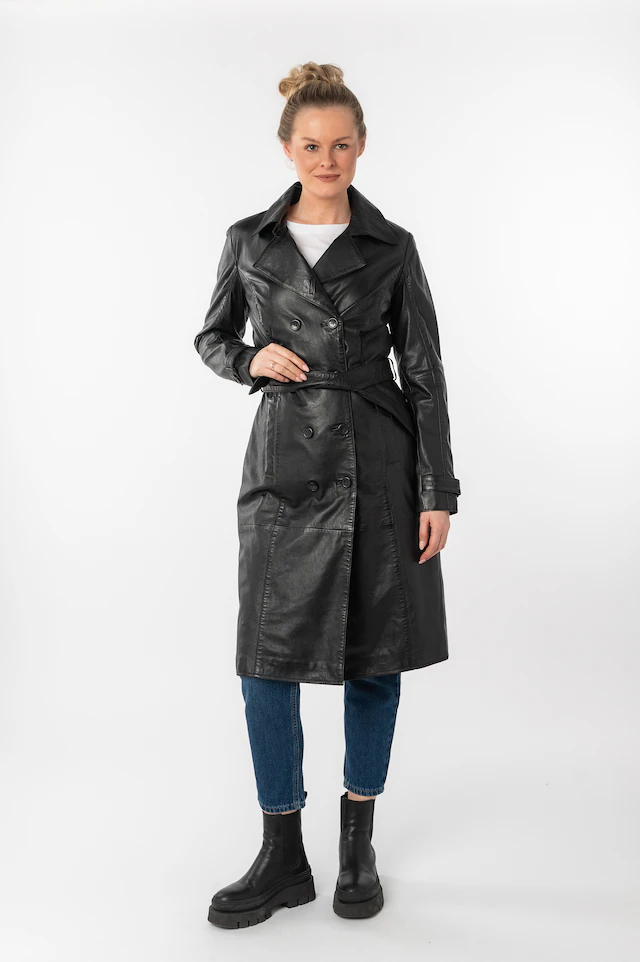 Mauritius Ledermantel »GWTaruh OT« 2 femininer Leder-Trenchcoat mit Bindegürtel