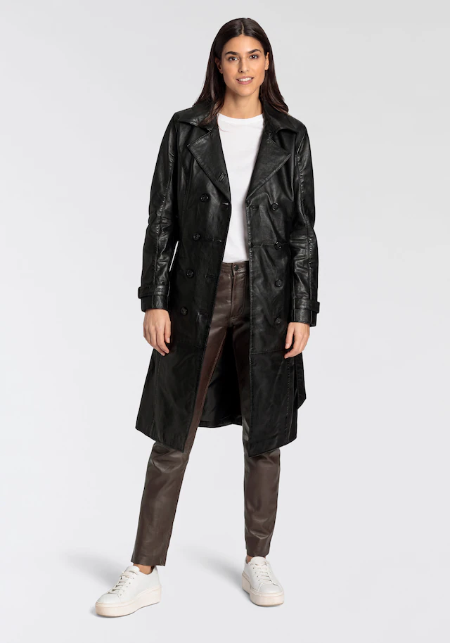 Mauritius Ledermantel »GWTaruh OT« 2 femininer Leder-Trenchcoat mit Bindegürtel