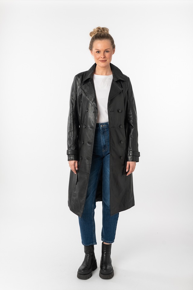 Mauritius Ledermantel »GWTaruh OT« 2 femininer Leder-Trenchcoat mit Bindegürtel