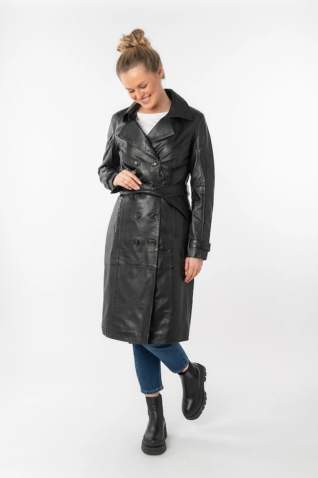 Mauritius Ledermantel »GWTaruh OT« 2 femininer Leder-Trenchcoat mit Bindegürtel