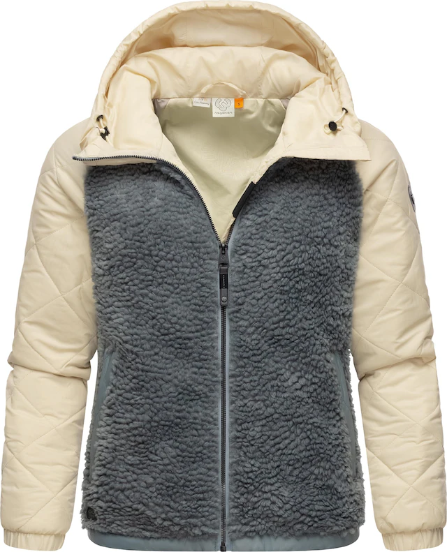 Ragwear Outdoorjacke »Leeloo« mit Kapuze Damen Übergangsjacke aus Teddyfleece mit gesteppten Ärmeln