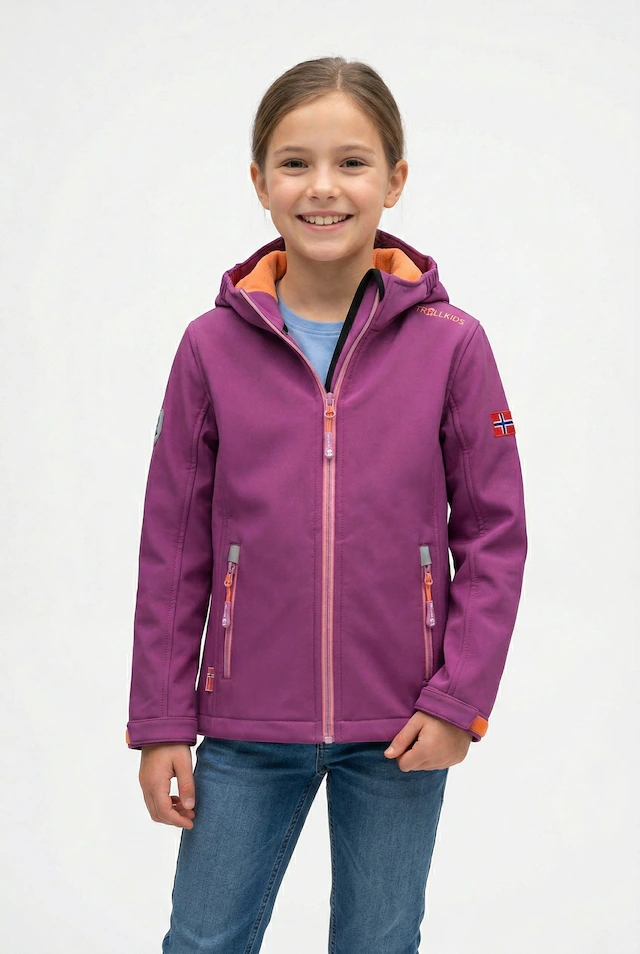 TROLLKIDS Softshelljacke »Girls Trollfjord Jacket« sportliche Softshelljacke, aus Kunstfaser, mit Reißverschluss