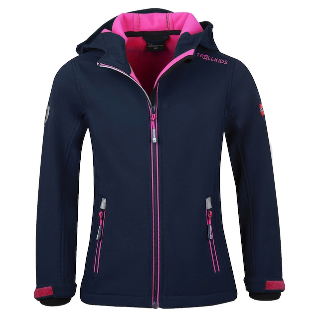 TROLLKIDS Softshelljacke »Girls Trollfjord Jacket« sportliche Softshelljacke, aus Kunstfaser, mit Reißverschluss