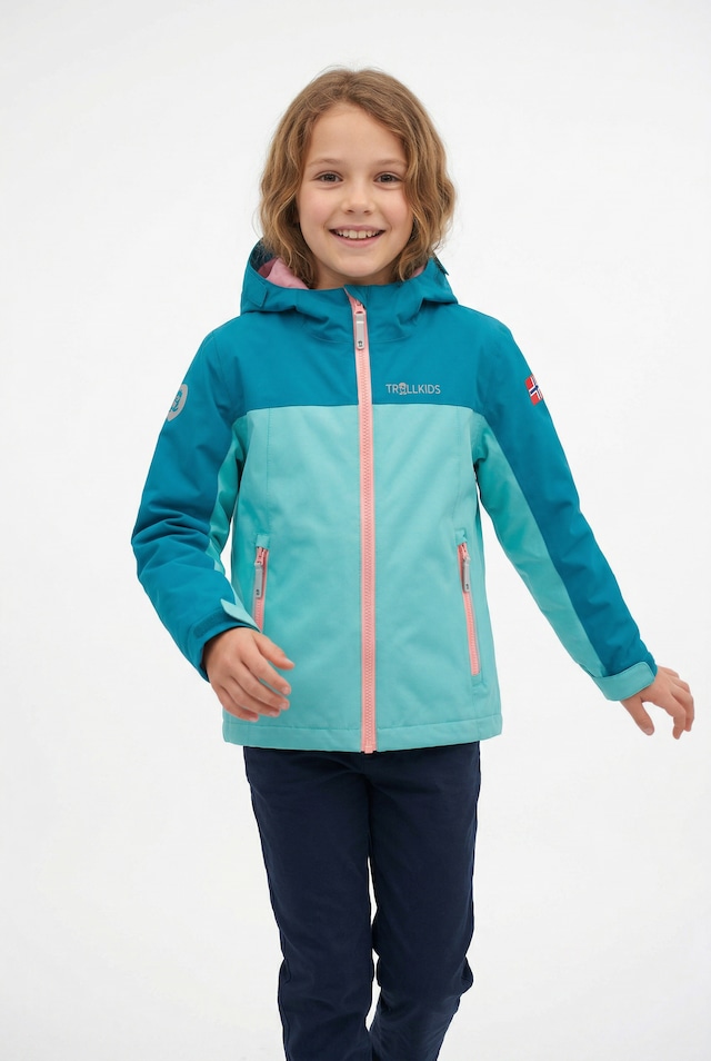 TROLLKIDS Regenjacke »Kids Telemark Jacket« mit angeschnittener, verstellbarer Kapuze, wasserdicht, winddicht