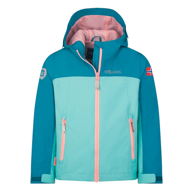 TROLLKIDS Regenjacke »Kids Telemark Jacket« mit angeschnittener, verstellbarer Kapuze, wasserdicht, winddicht