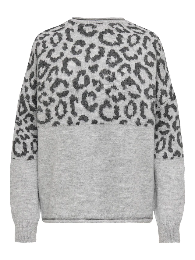 ONLY Rundhalspullover »ONLJADE ANIMAL LS O-NECK NOOS KNT« Kunstfaser, regular fit