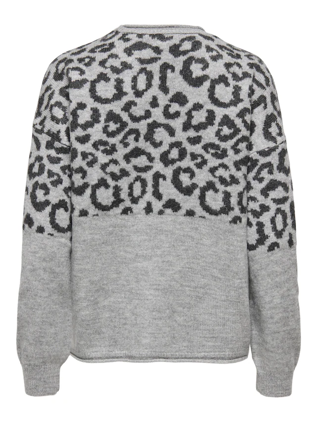 ONLY Rundhalspullover »ONLJADE ANIMAL LS O-NECK NOOS KNT« Kunstfaser, regular fit