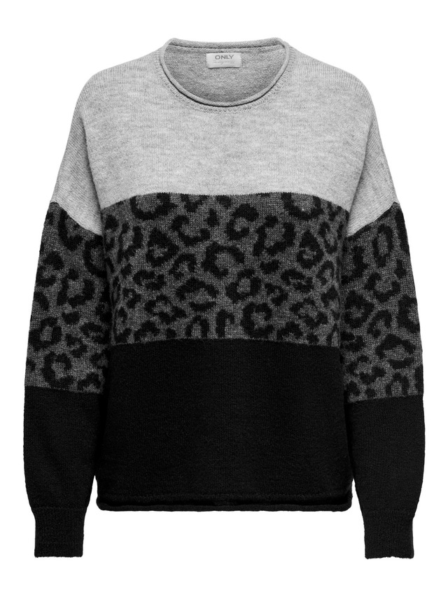 ONLY Rundhalspullover »ONLJADE ANIMAL LS O-NECK NOOS KNT« Kunstfaser, regular fit