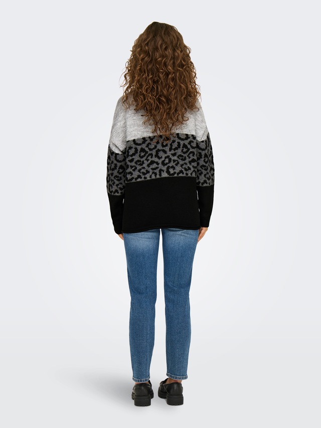 ONLY Rundhalspullover »ONLJADE ANIMAL LS O-NECK NOOS KNT« Kunstfaser, regular fit