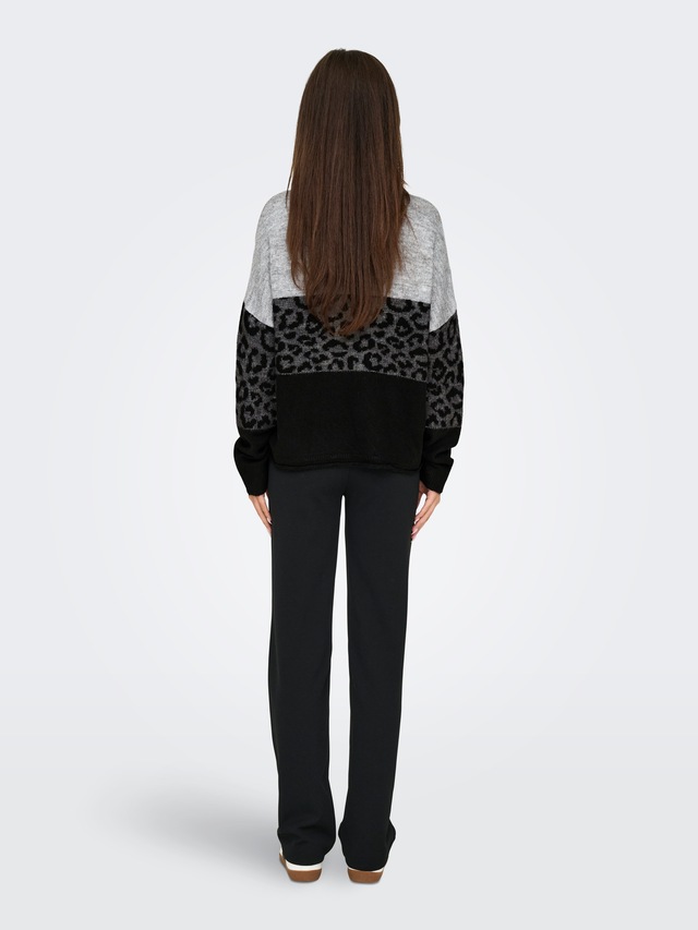 ONLY Rundhalspullover »ONLJADE ANIMAL LS O-NECK NOOS KNT« Kunstfaser, regular fit