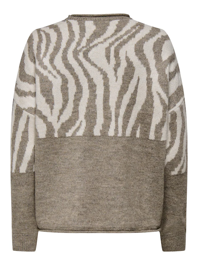 ONLY Rundhalspullover »ONLJADE ANIMAL LS O-NECK NOOS KNT« Kunstfaser, regular fit