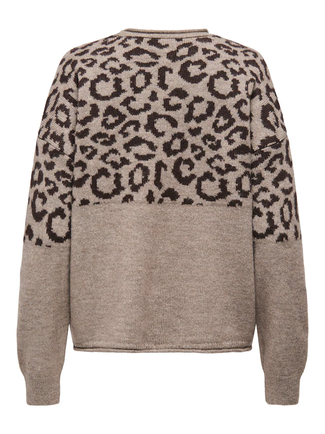 ONLY Rundhalspullover »ONLJADE ANIMAL LS O-NECK NOOS KNT« Kunstfaser, regular fit