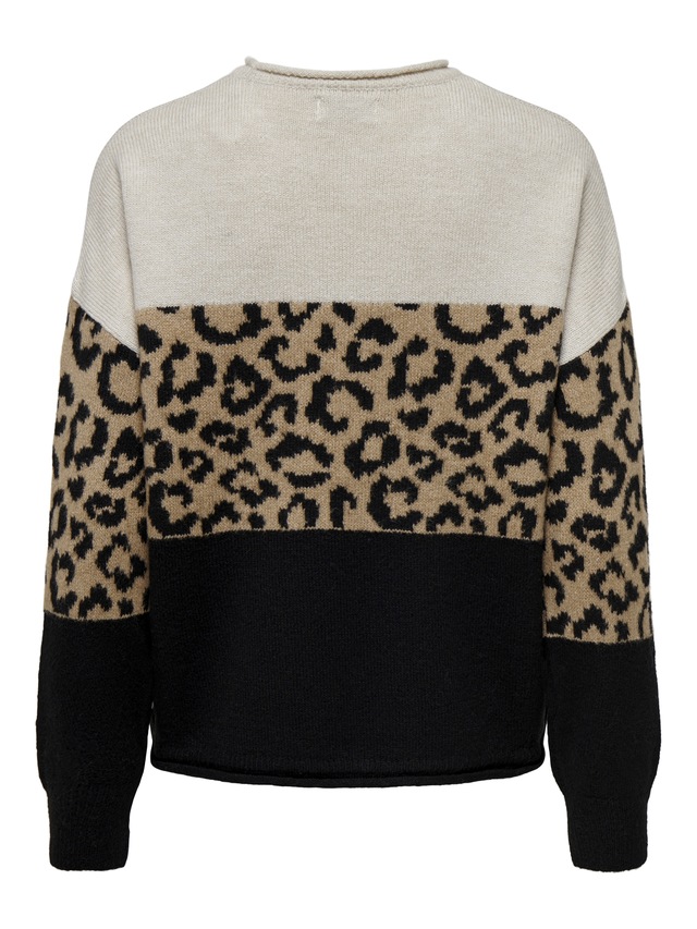 ONLY Rundhalspullover »ONLJADE ANIMAL LS O-NECK NOOS KNT« Kunstfaser, regular fit