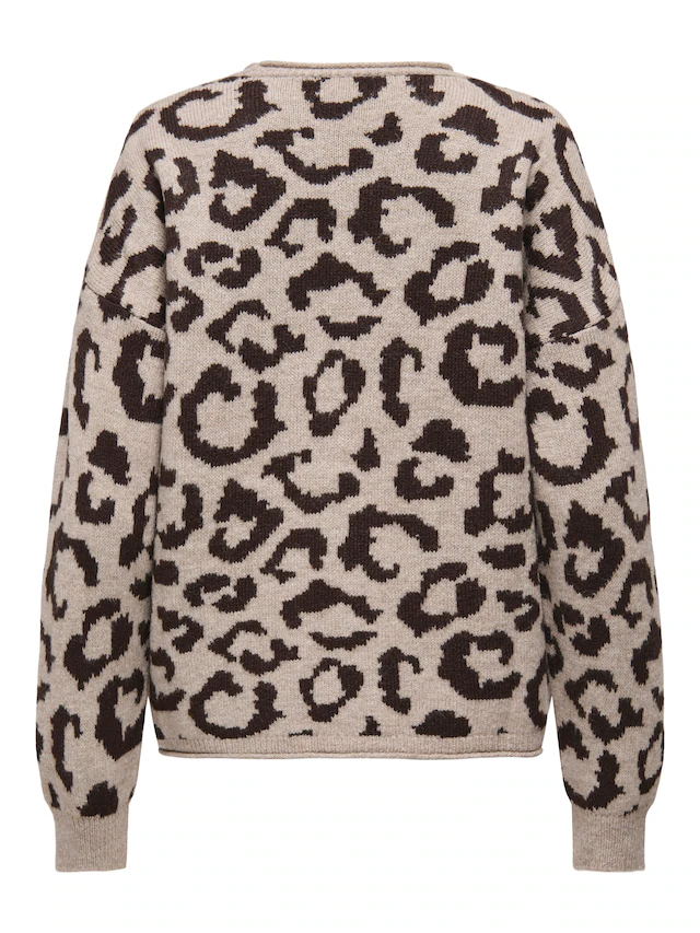ONLY Rundhalspullover »ONLJADE ANIMAL LS O-NECK NOOS KNT« Kunstfaser, regular fit