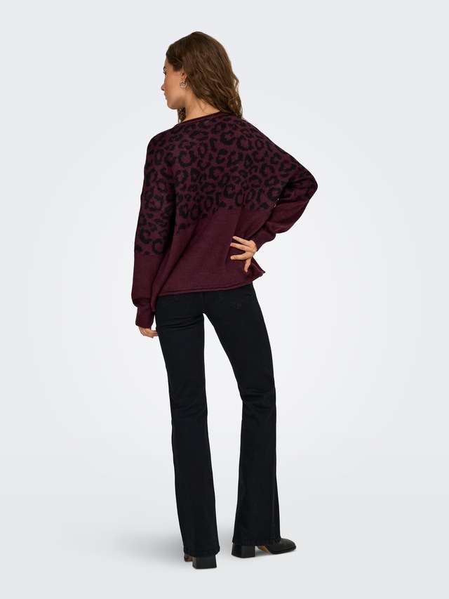 ONLY Rundhalspullover »ONLJADE ANIMAL LS O-NECK NOOS KNT« Kunstfaser, regular fit