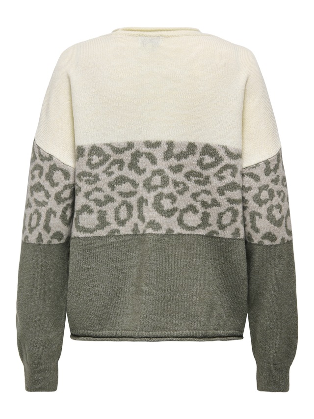 ONLY Rundhalspullover »ONLJADE ANIMAL LS O-NECK NOOS KNT« Kunstfaser, regular fit