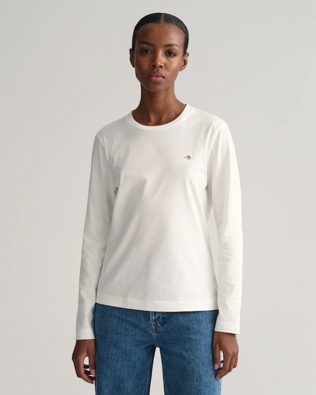 Gant Langarmshirt »REG SHIELD LS T-SHIRT« kleine Logostickerei auf der Brust