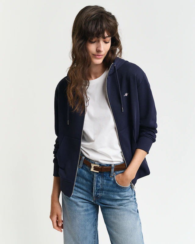 Gant Kapuzensweatjacke »SHIELD ZIP HOODIE« Grafische GANT-Stickerei auf der Brust