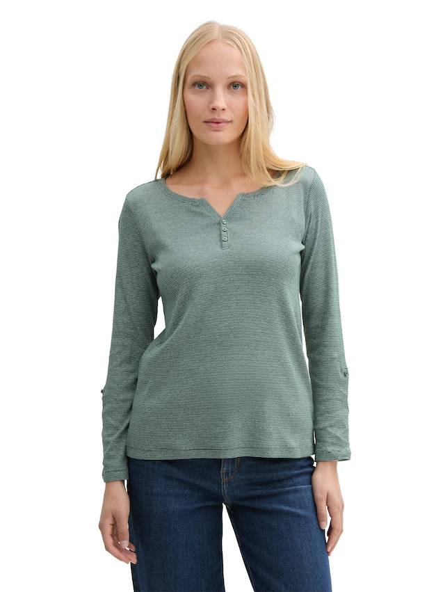 TOM TAILOR Henleyshirt mit Turn-Up-Arm