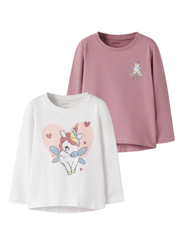 Name It T-Shirt »NMFVIX 2P LS TOP« Packung, 2er-Pack, 2 Baumwollmischung, Druck