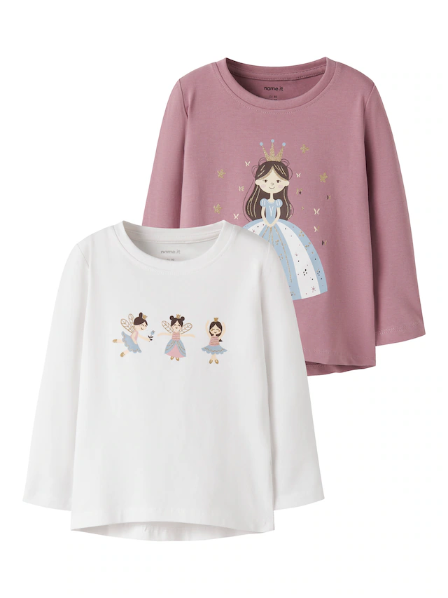Name It T-Shirt »NMFVIX 2P LS TOP« Packung, 2er-Pack, 2 Baumwollmischung, Druck