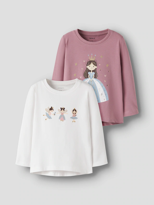 Name It T-Shirt »NMFVIX 2P LS TOP« Packung, 2er-Pack, 2 Baumwollmischung, Druck