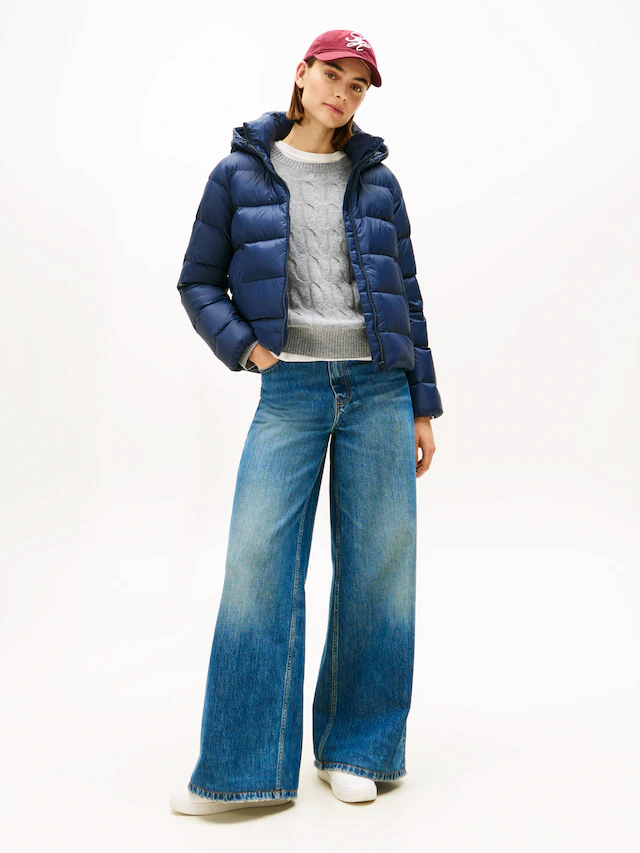 Tommy Hilfiger Steppjacke »LW DOWN CASUAL JACKET« mit Kapuze mit Logoprägung