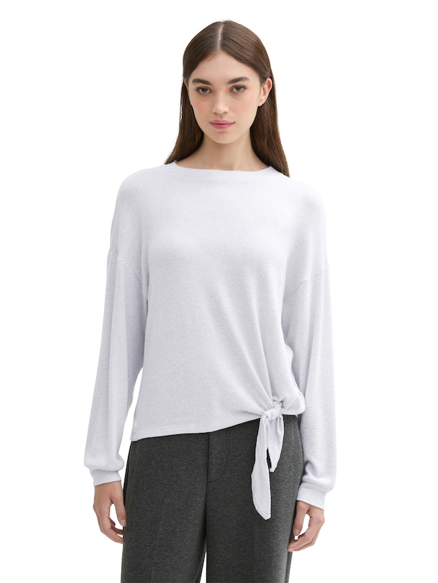 TOM TAILOR Denim Langarmshirt mit seitlichem Knoten