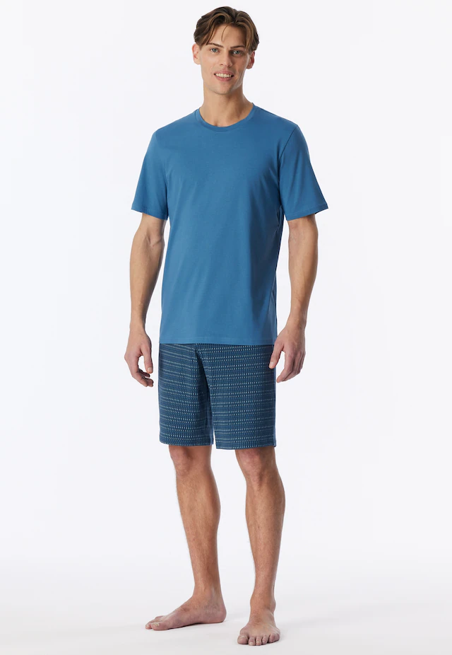 Schiesser Pyjama »Casual Essentials« 0, 2 mit unifarbenem Oberteil und gemusterter Hose
