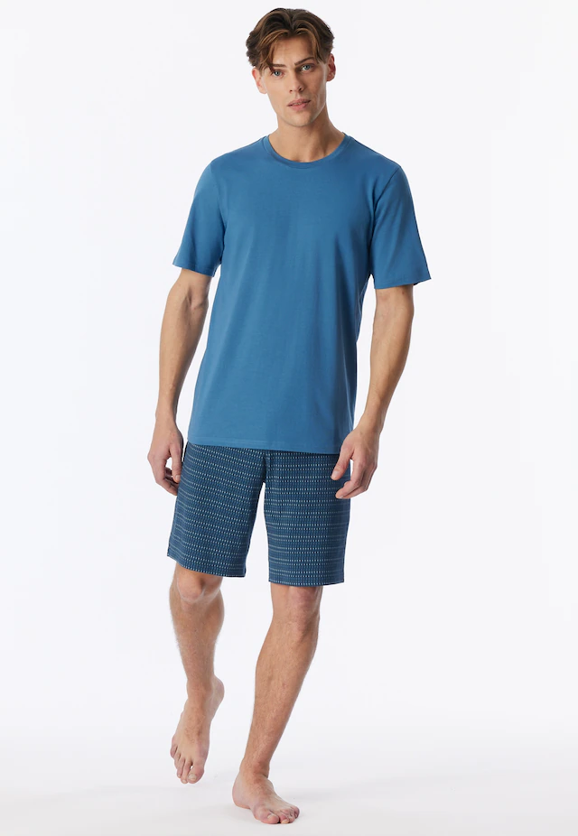Schiesser Pyjama »Casual Essentials« 0, 2 mit unifarbenem Oberteil und gemusterter Hose