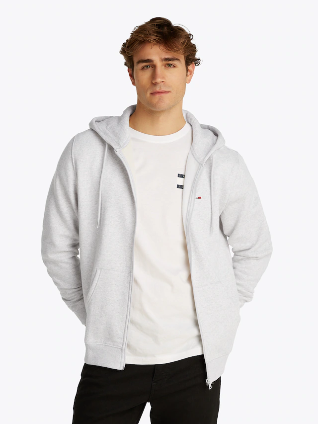 Tommy Jeans Kapuzensweatjacke »TJM REGULAR S FLAG ZIP FLEECE THRU« mit bestickten Markenlogo auf Brusthöhe