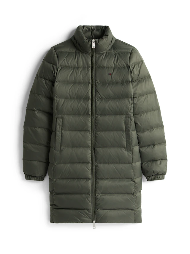 Tommy Jeans Steppmantel »TJW ESSENTIAL HOODED DOWN COAT« mit Fellimitat, Logostickerei