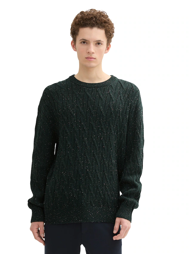 TOM TAILOR Denim Rundhalspullover mit grober Strickstruktur