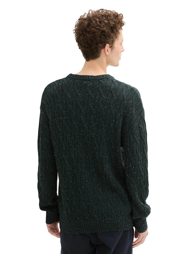 TOM TAILOR Denim Rundhalspullover mit grober Strickstruktur