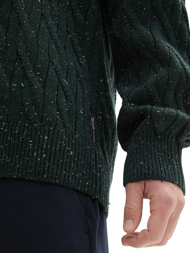 TOM TAILOR Denim Rundhalspullover mit grober Strickstruktur